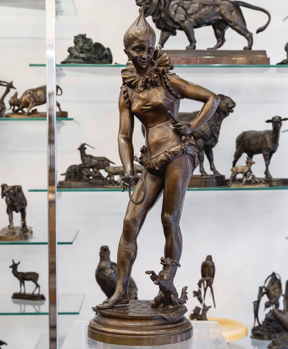 Sculpture - The Dog Trainer , Vincent Désiré Faure De Broussé (1843-1908) - Bronze