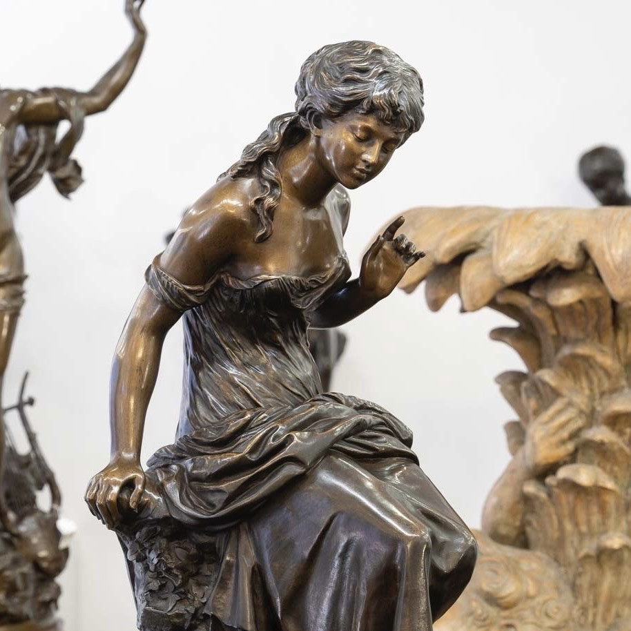 Sculpture - The Return Of The Swallows , Auguste Moreau (1834-1917) - Bronze-photo-1