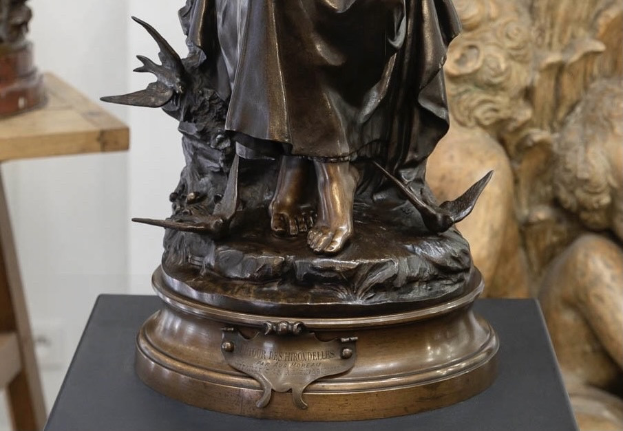 Sculpture - The Return Of The Swallows , Auguste Moreau (1834-1917) - Bronze-photo-4