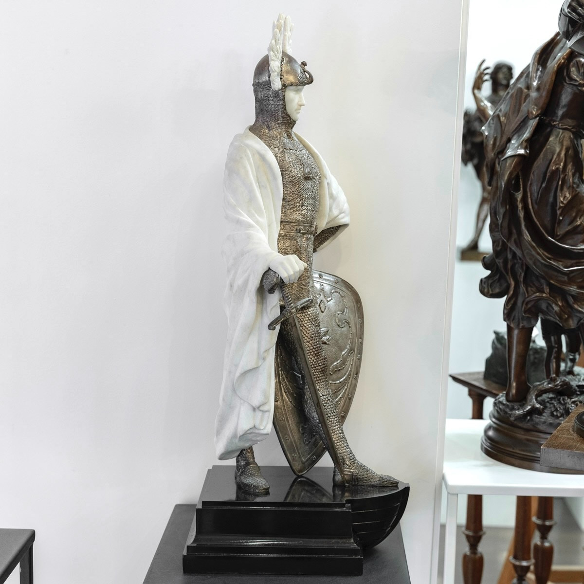 Sculpture - Lohengrin , Knight Of The Grail By Paul Philippe (1870-1930) - Bronze And Marble-photo-6