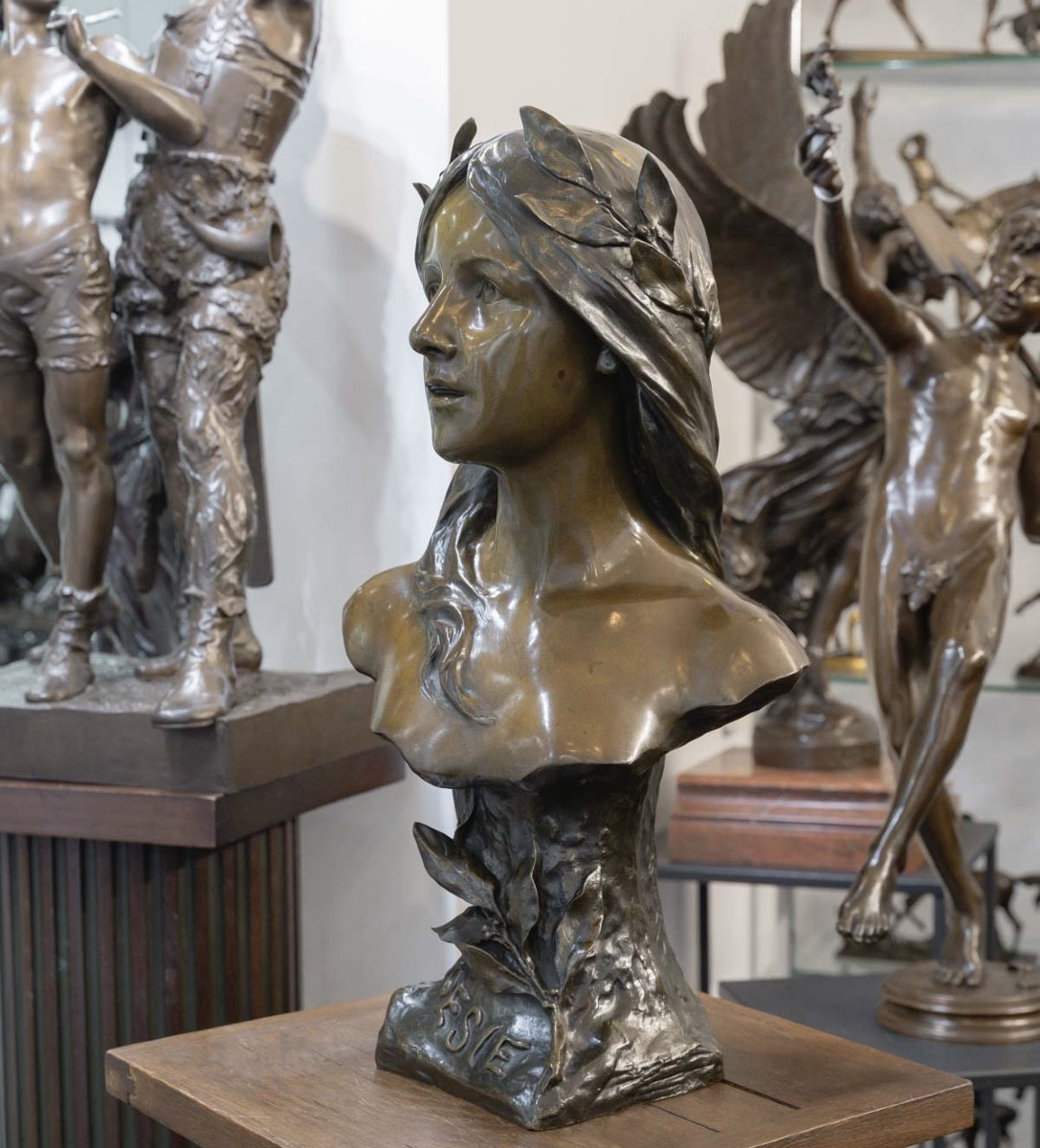 Sculpture - Poetry , Henri Godet (1863-1937) - Bronze-photo-2