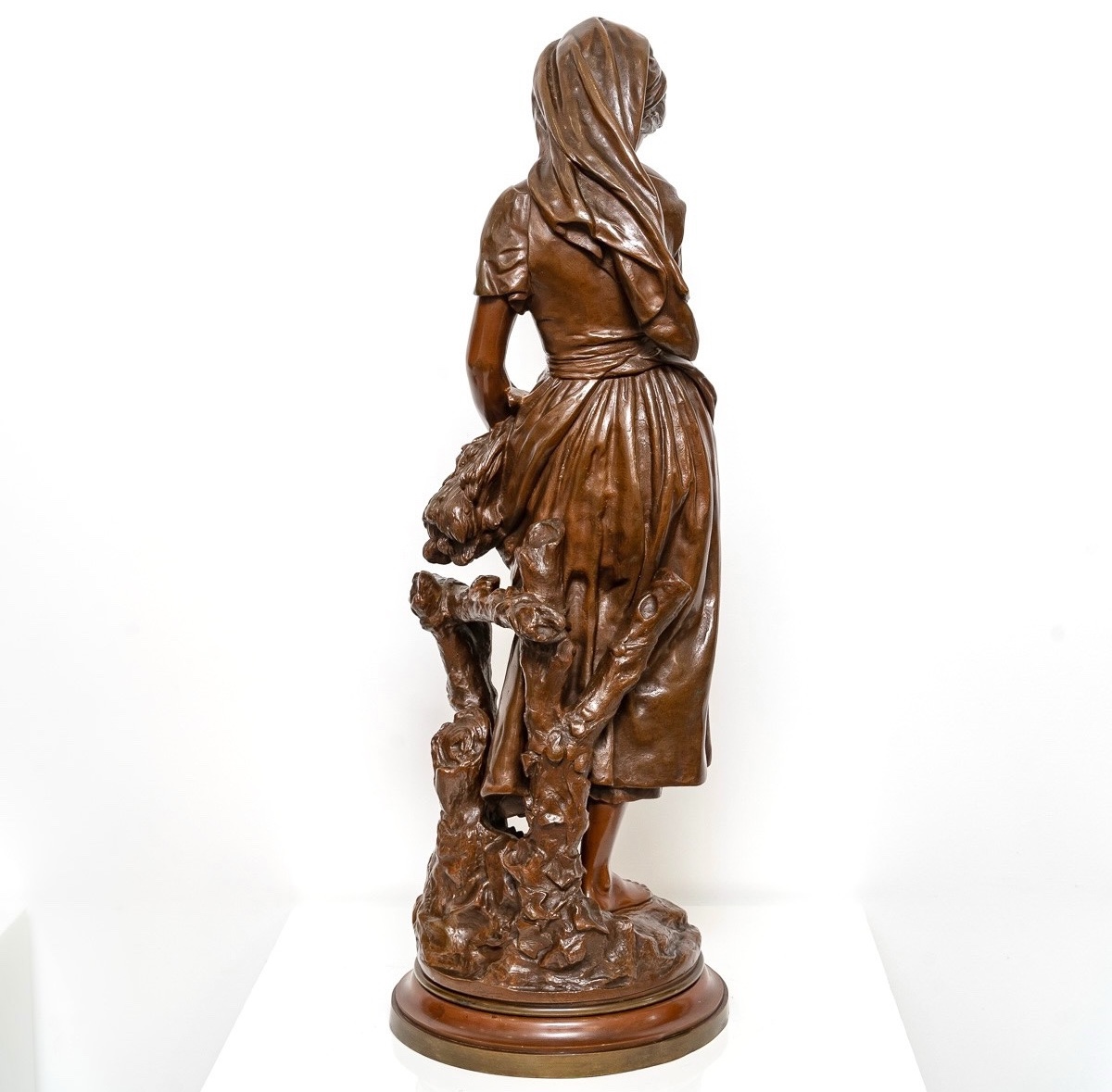 Sculpture - Jeune Fille à La Gerbe De Blé , Mathurin Moreau (1822-1912) - Bronze-photo-3