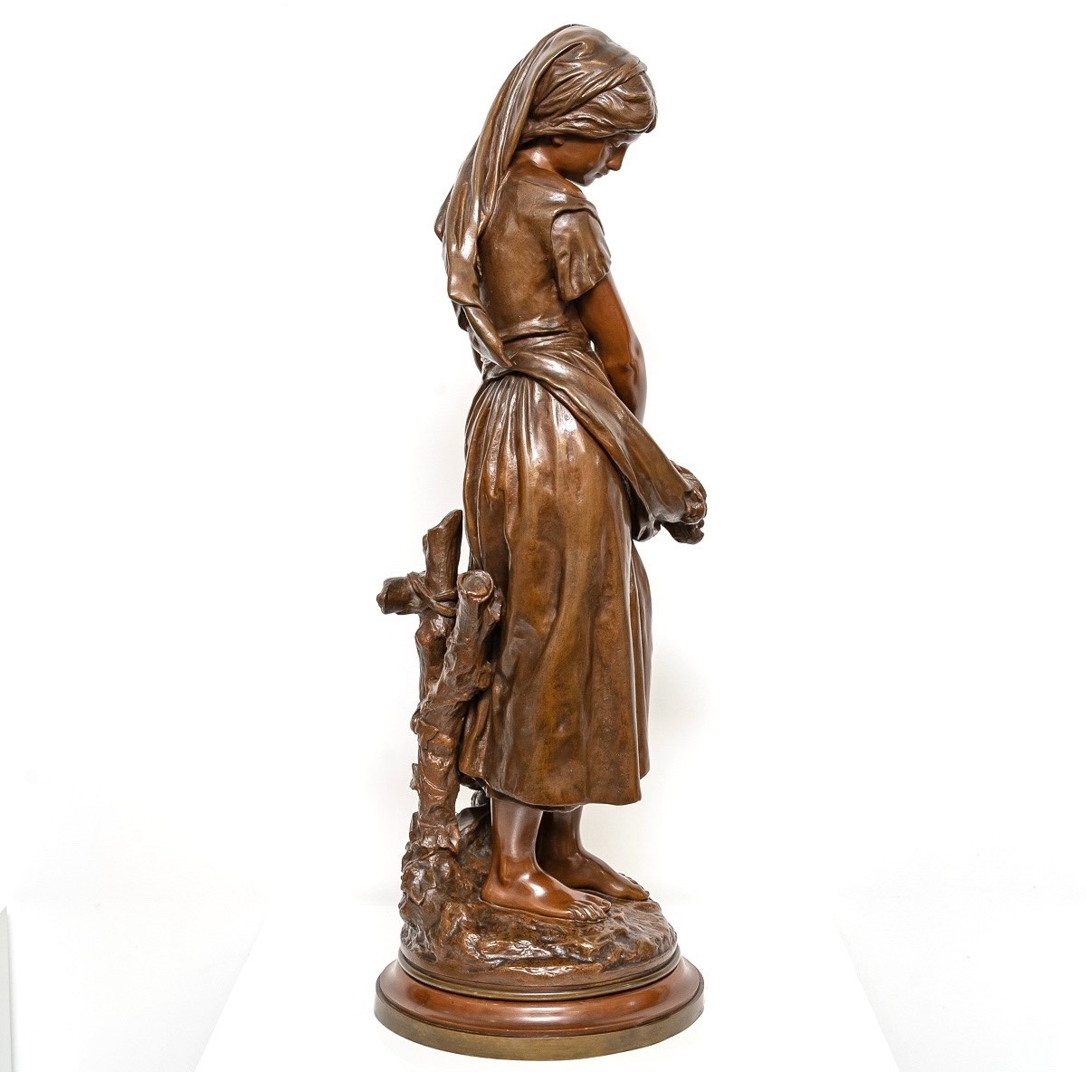 Sculpture - Jeune Fille à La Gerbe De Blé , Mathurin Moreau (1822-1912) - Bronze-photo-4