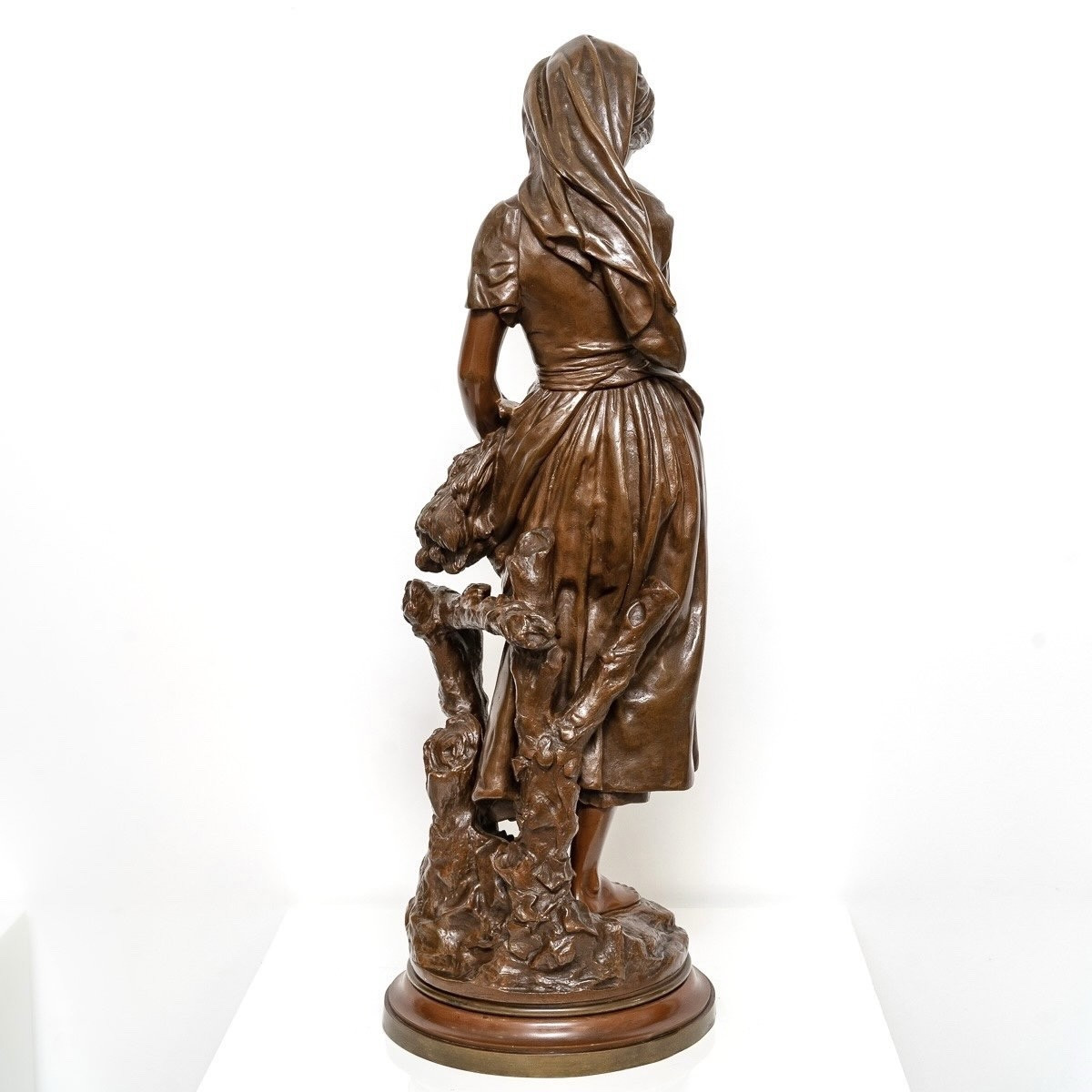 Sculpture - Young Girl With A Sheaf Of Wheat , Mathurin Moreau (1822-1912) - Bronze-photo-4