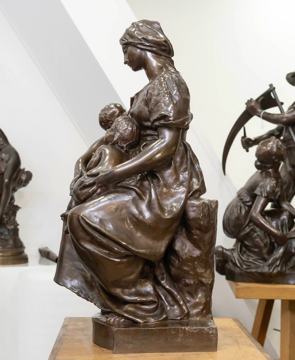Sculpture - Maternity , Paul Dubois (1829-1905) - Bronze-photo-3