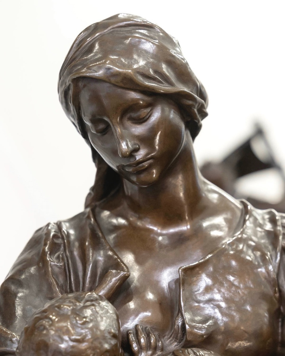 Sculpture - Maternity , Paul Dubois (1829-1905) - Bronze-photo-4