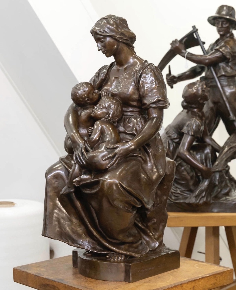 Sculpture - Maternity , Paul Dubois (1829-1905) - Bronze-photo-2