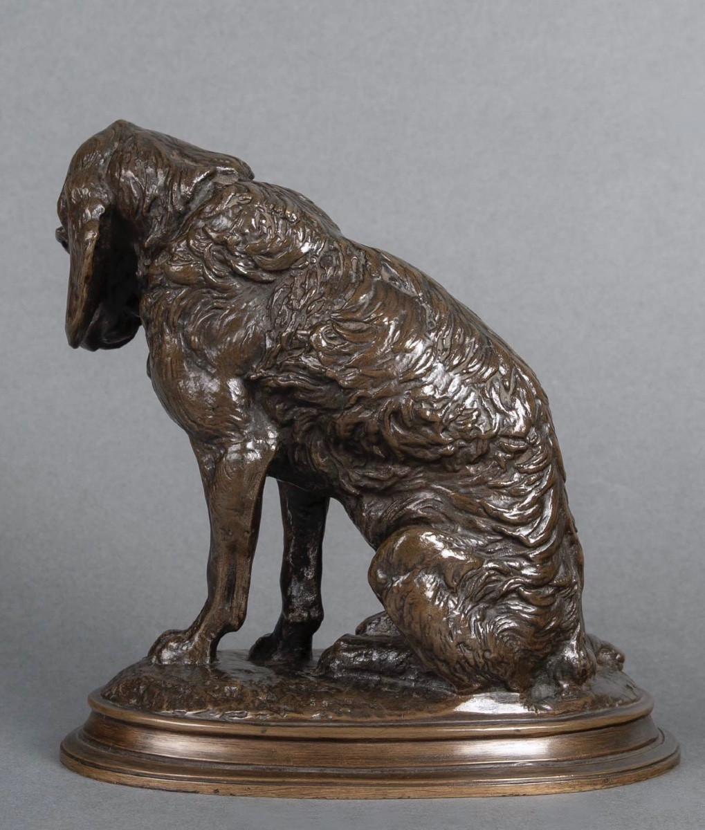 Sculpture  - Épagneul Assis , Emmanuel Frémiet (1824-1910) - Bronze-photo-2