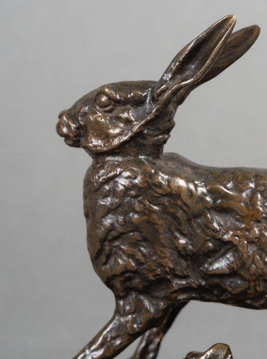 Sculpture - Resting Hare , Pierre - Jules Mêne (1810-1879) - Bronze-photo-3