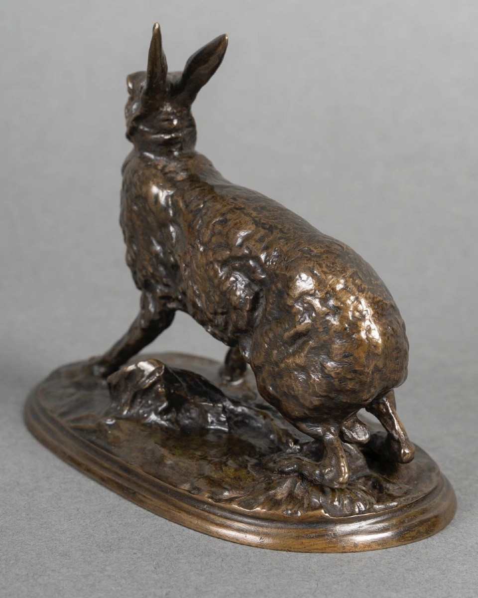 Sculpture - Resting Hare , Pierre - Jules Mêne (1810-1879) - Bronze-photo-4