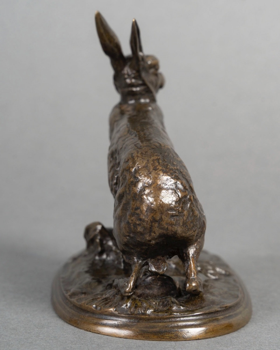 Sculpture - Resting Hare , Pierre - Jules Mêne (1810-1879) - Bronze-photo-5