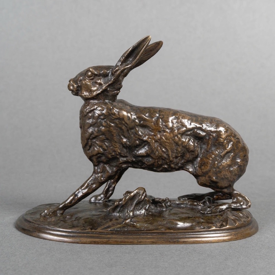 Sculpture - Resting Hare , Pierre - Jules Mêne (1810-1879) - Bronze-photo-2