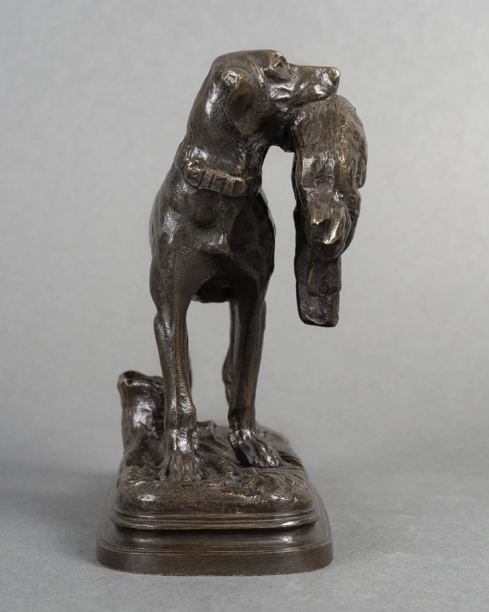 Sculpture - Setter Dog With Hare , Alfred Dubucand (1828 - 1894) - Bronze-photo-3