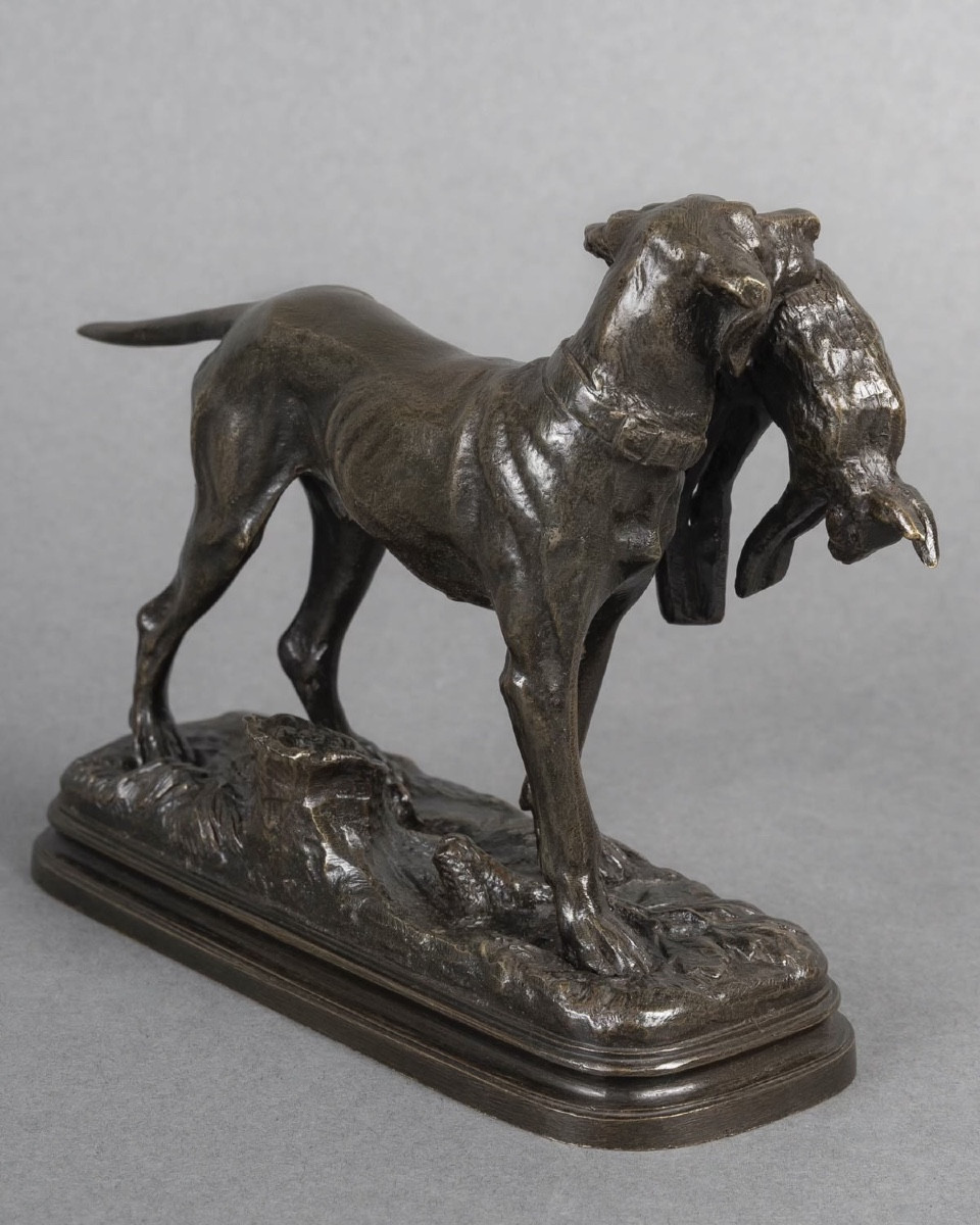 Sculpture - Setter Dog With Hare , Alfred Dubucand (1828 - 1894) - Bronze-photo-4