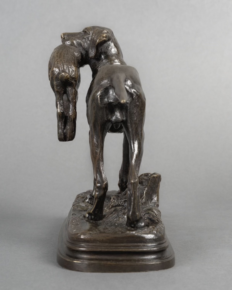 Sculpture - Setter Dog With Hare , Alfred Dubucand (1828 - 1894) - Bronze-photo-2