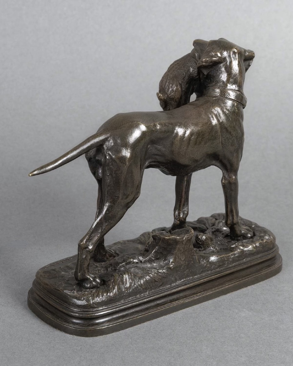 Sculpture - Setter Dog With Hare , Alfred Dubucand (1828 - 1894) - Bronze-photo-4