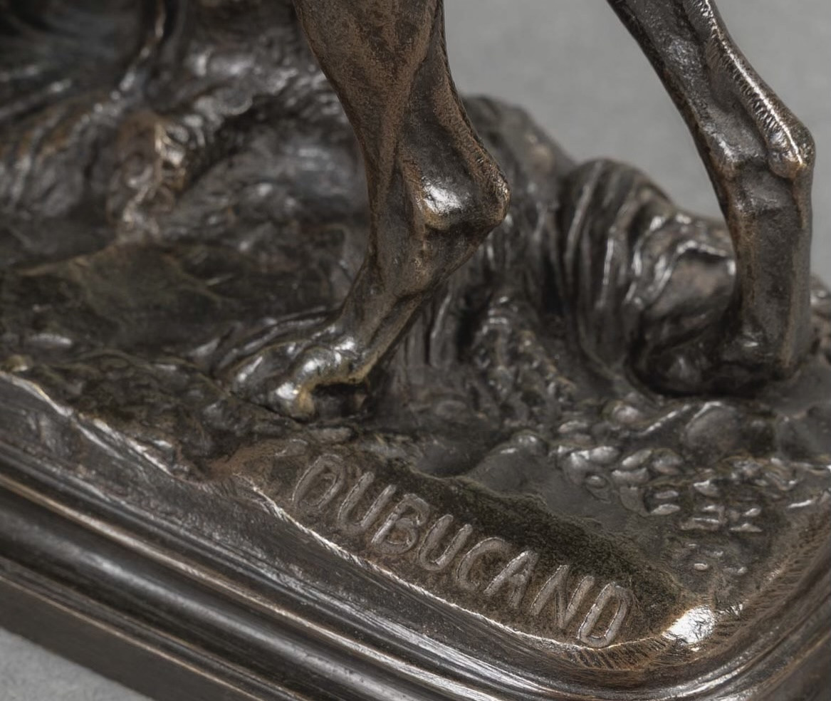 Sculpture - Setter Dog With Hare , Alfred Dubucand (1828 - 1894) - Bronze-photo-5