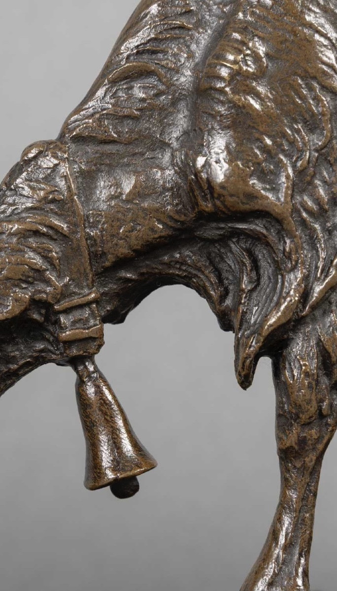Sculpture - Grazing Goat , Pierre - Jules Mêne (1810-1879) - Bronze-photo-3
