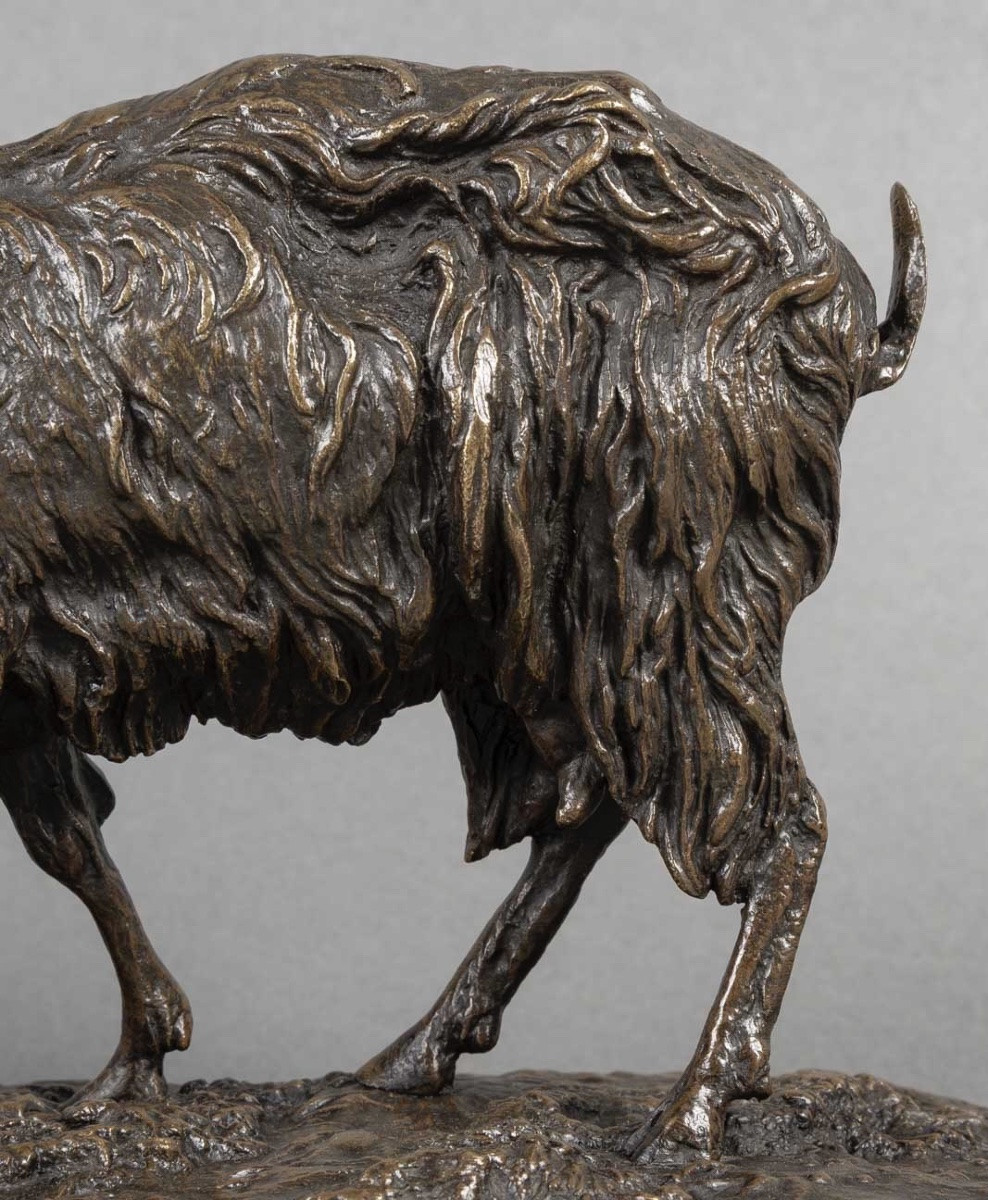 Sculpture - Grazing Goat , Pierre - Jules Mêne (1810-1879) - Bronze-photo-4