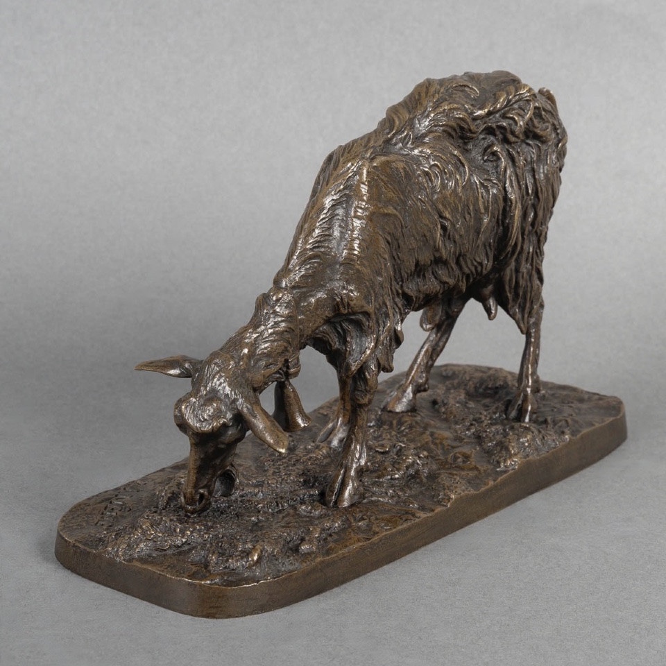 Sculpture - Grazing Goat , Pierre - Jules Mêne (1810-1879) - Bronze-photo-2