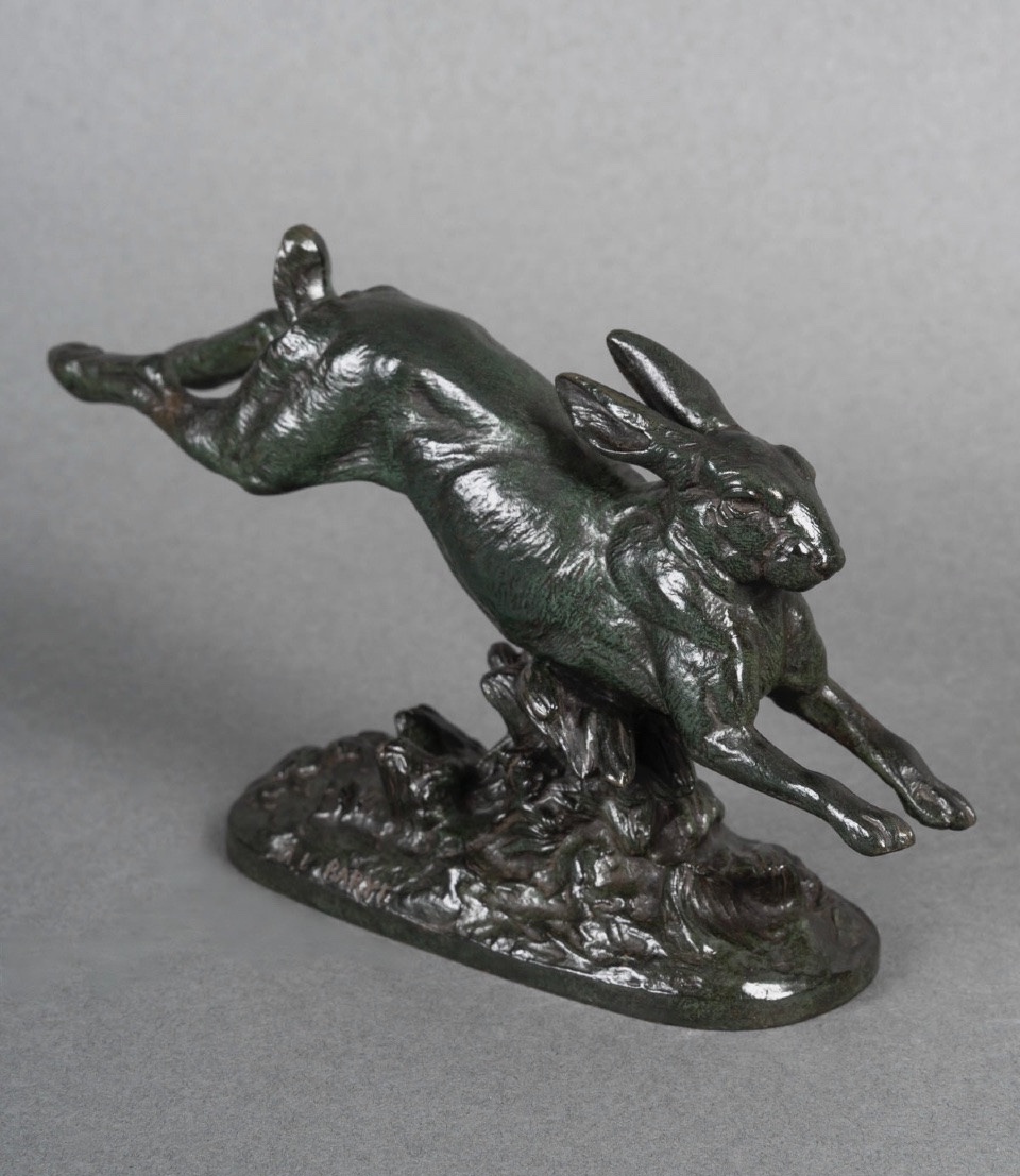 Sculpture  - Le Lièvre Courant , Alfred Barye (1839-1882) - Bronze-photo-2
