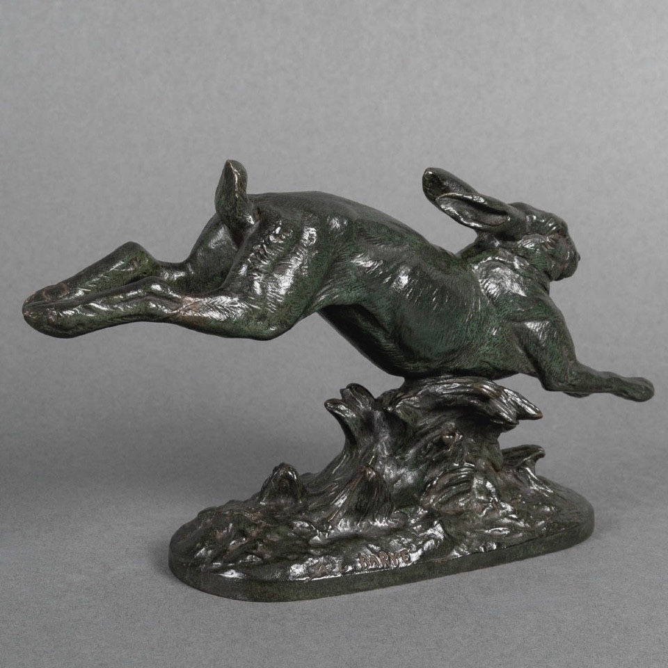 Sculpture  - Le Lièvre Courant , Alfred Barye (1839-1882) - Bronze-photo-4