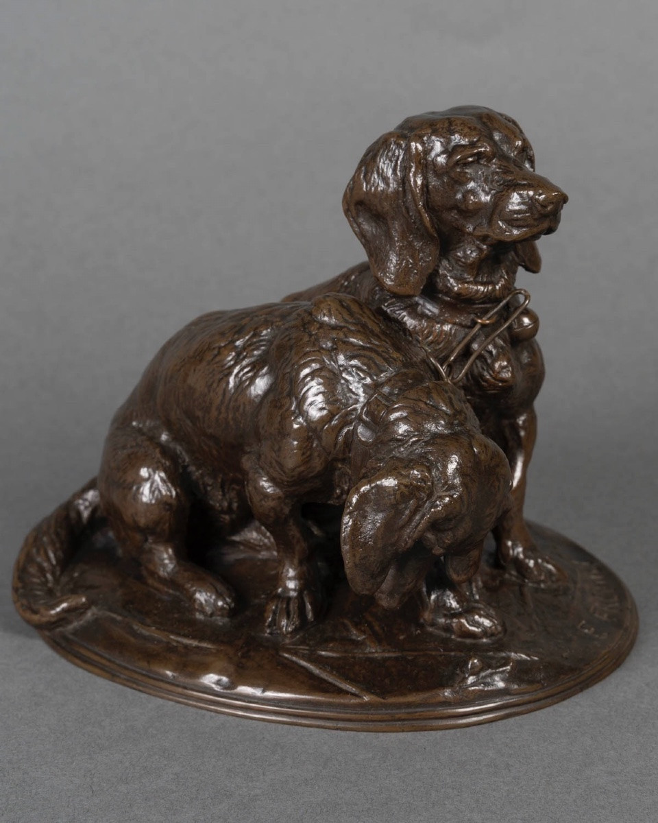 Sculpture - Group Of Bassets , Ravageot And Ravageode , Emmanuel Fremiet (1824 -1910) - Bronze-photo-3