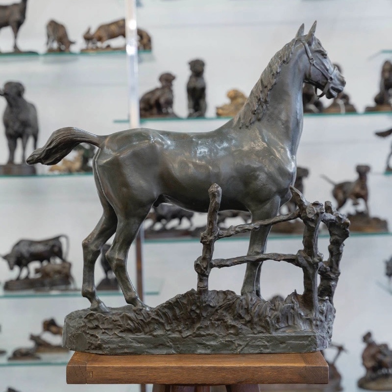 Sculpture - Cheval À La Barrière , Godefroid Devreese (1861-1941) - Bronze-photo-2