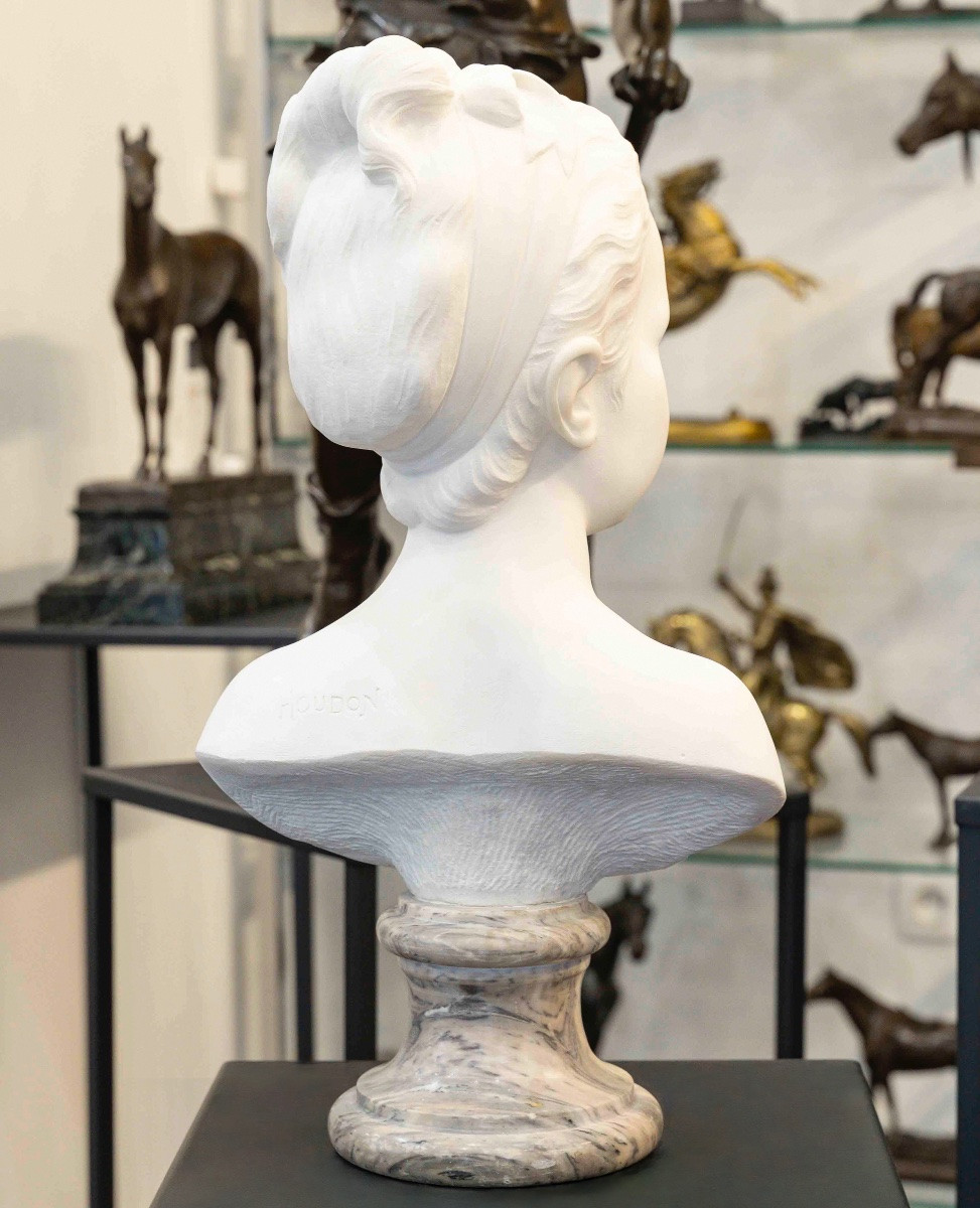 Bust Of Mary - Louise Brongniart , Jean - Antoine Houdon (1741-1828) - Marble -photo-3