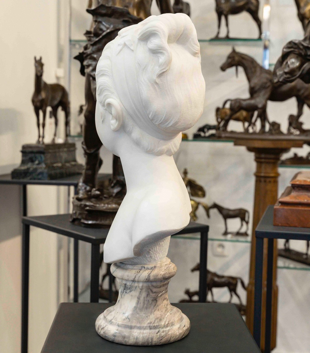 Bust Of Mary - Louise Brongniart , Jean - Antoine Houdon (1741-1828) - Marble -photo-5