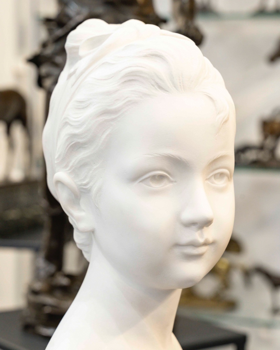 Bust Of Mary - Louise Brongniart , Jean - Antoine Houdon (1741-1828) - Marble -photo-7