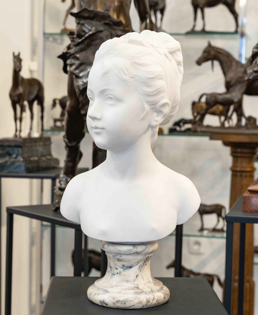 Bust Of Mary - Louise Brongniart , Jean - Antoine Houdon (1741-1828) - Marble 