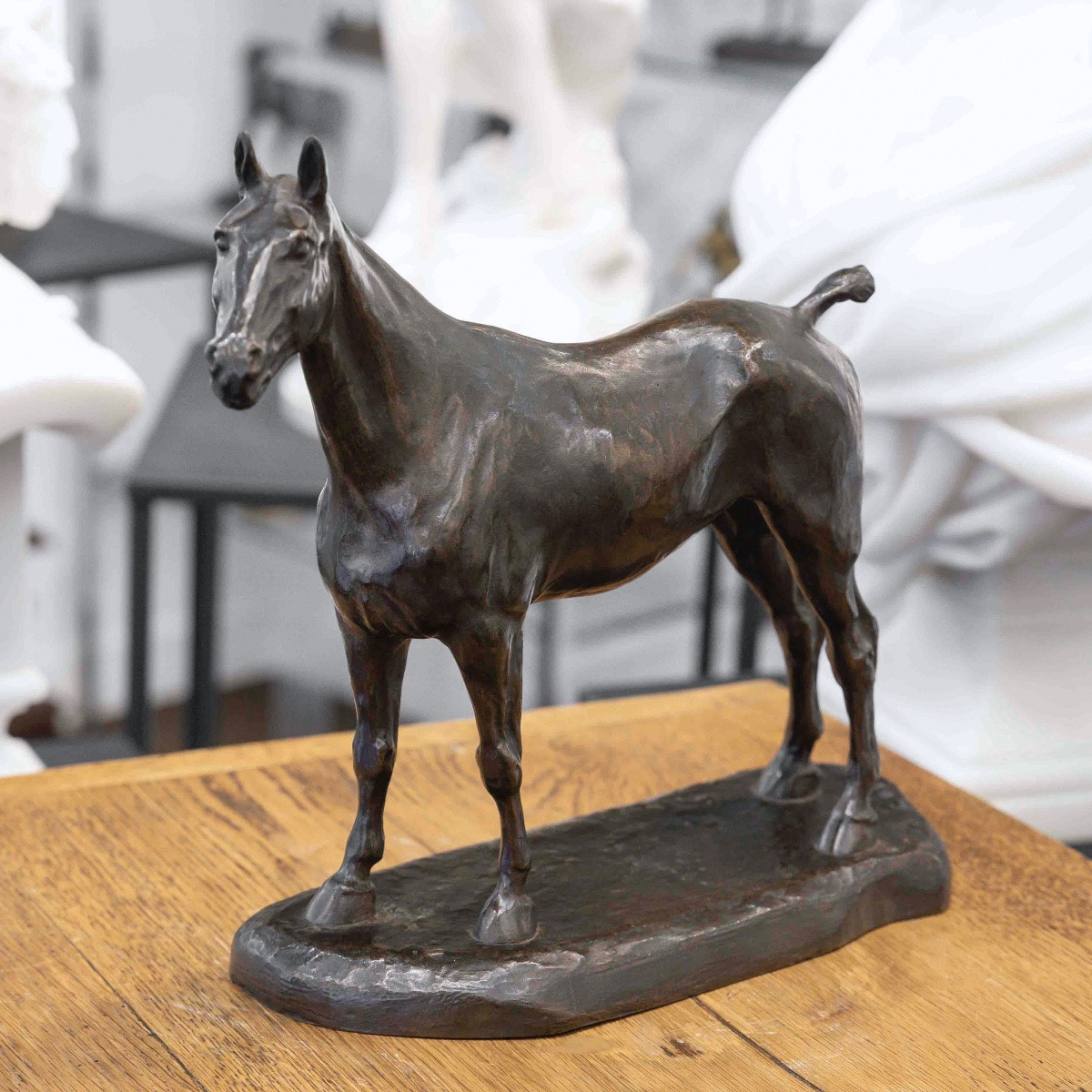 Sculpture  - Cheval à l'arrêt , Edmond Drappier (XIX-XXe siècle) - Bronze-photo-2