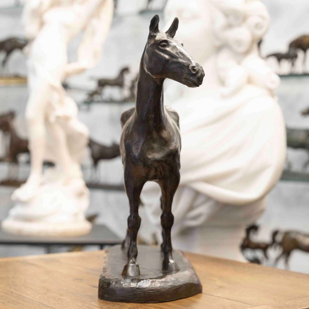 Sculpture  - Cheval à l'arrêt , Edmond Drappier (XIX-XXe siècle) - Bronze-photo-4