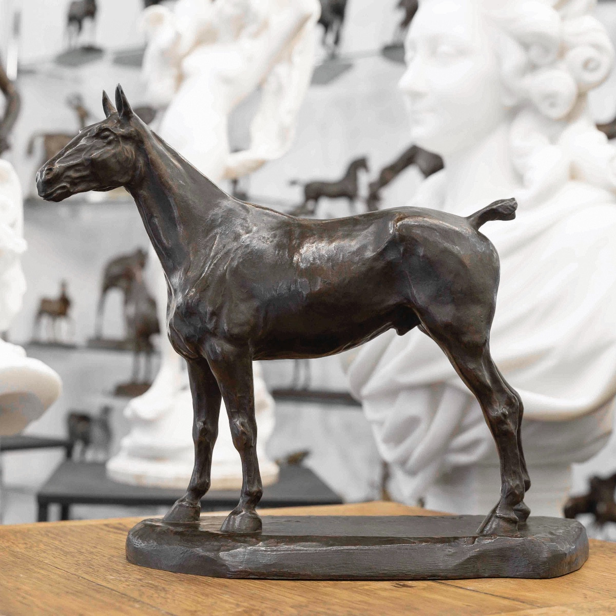 Sculpture  - Cheval à l'arrêt , Edmond Drappier (XIX-XXe siècle) - Bronze