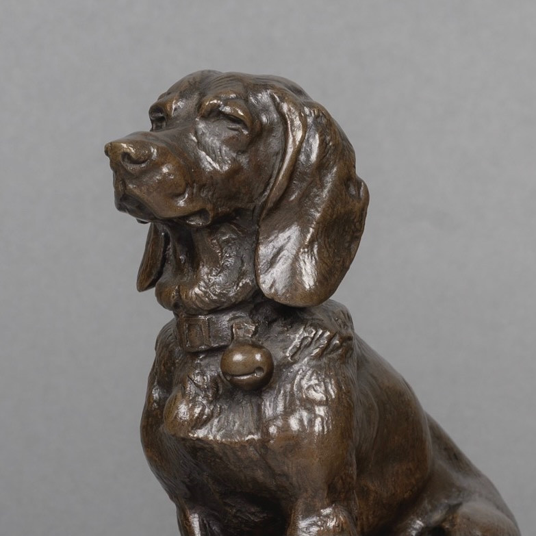 Sculpture - Seated Basset Hound (ravageot) , Emmanuel Fremiet (1824-1910) - Bronze-photo-2