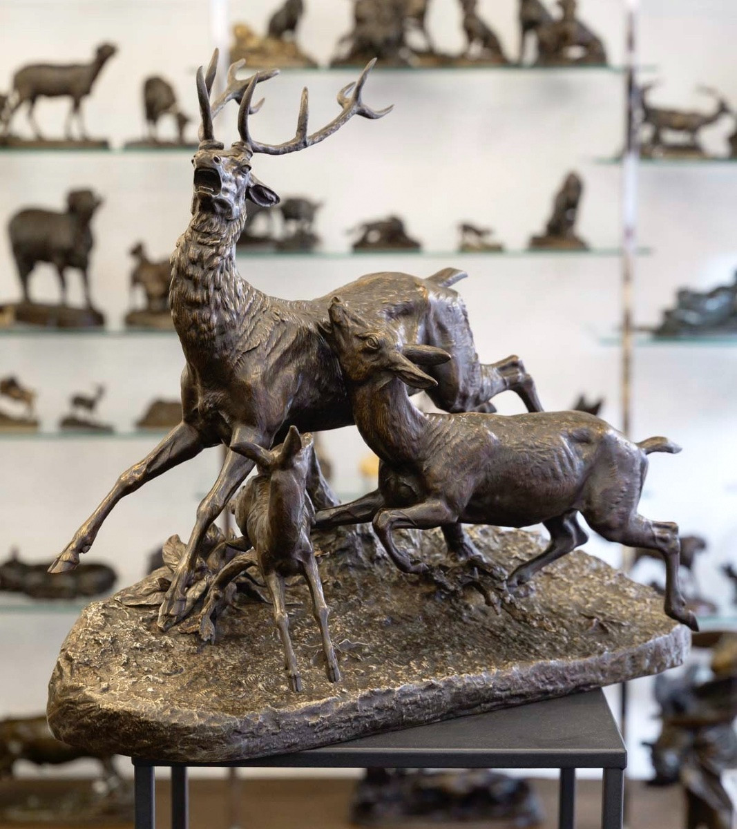 Sculpture - Famille De Cervidés , Clovis - Edmond Masson (1838-1913) - Bronze-photo-2