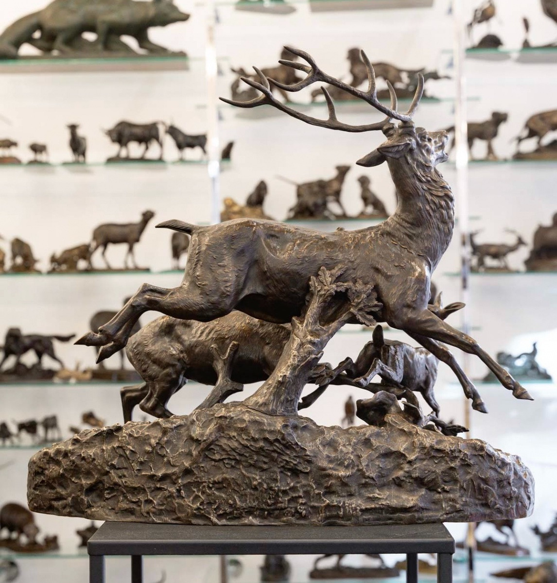 Sculpture - Famille De Cervidés , Clovis - Edmond Masson (1838-1913) - Bronze-photo-4