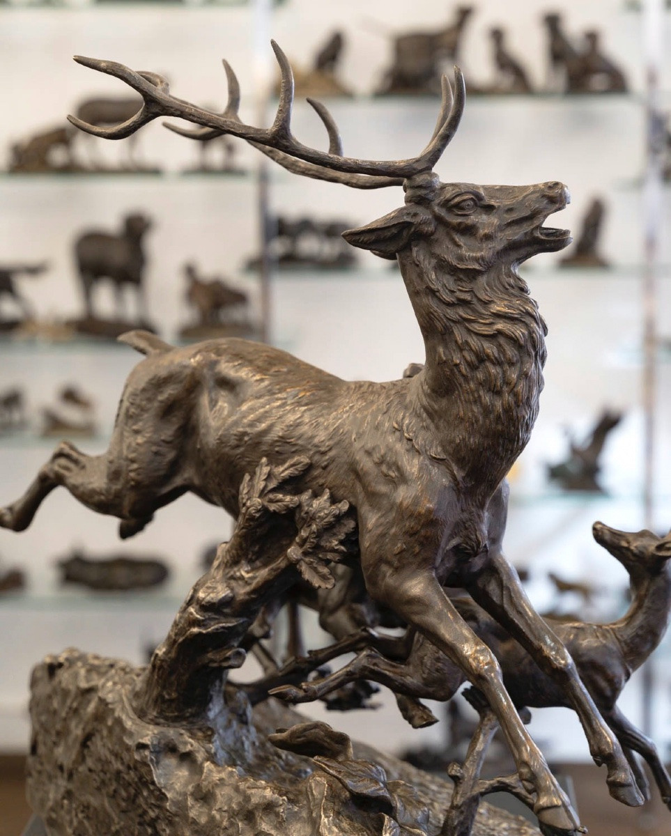 Sculpture - Famille De Cervidés , Clovis - Edmond Masson (1838-1913) - Bronze-photo-2