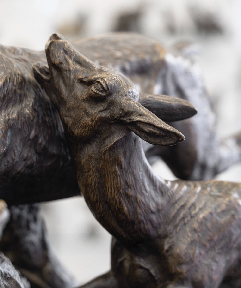 Sculpture - Famille De Cervidés , Clovis - Edmond Masson (1838-1913) - Bronze-photo-4