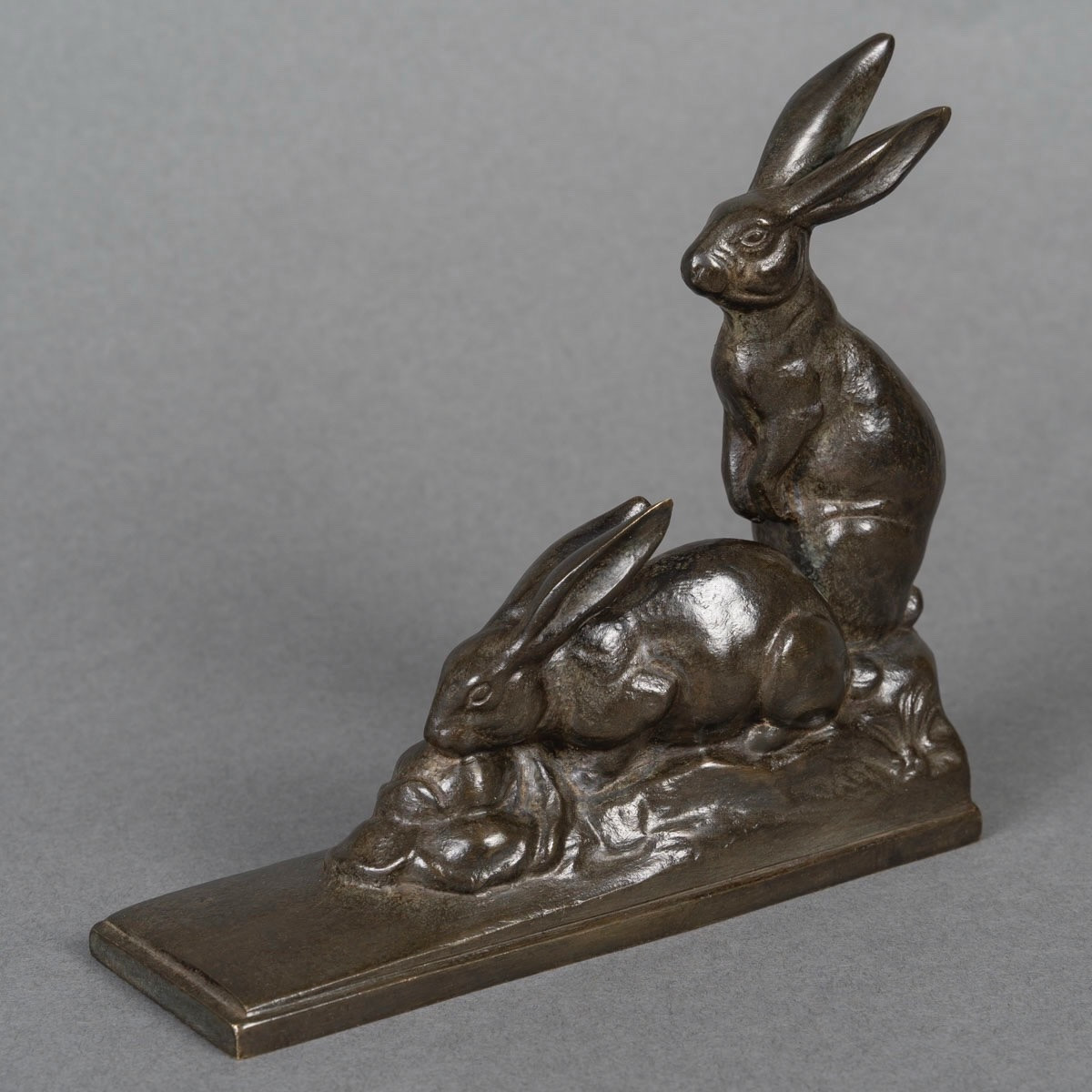 Sculpture - Group Of Two Rabbits , Maurice Frecourt (1890-1961) - Bronze-photo-3