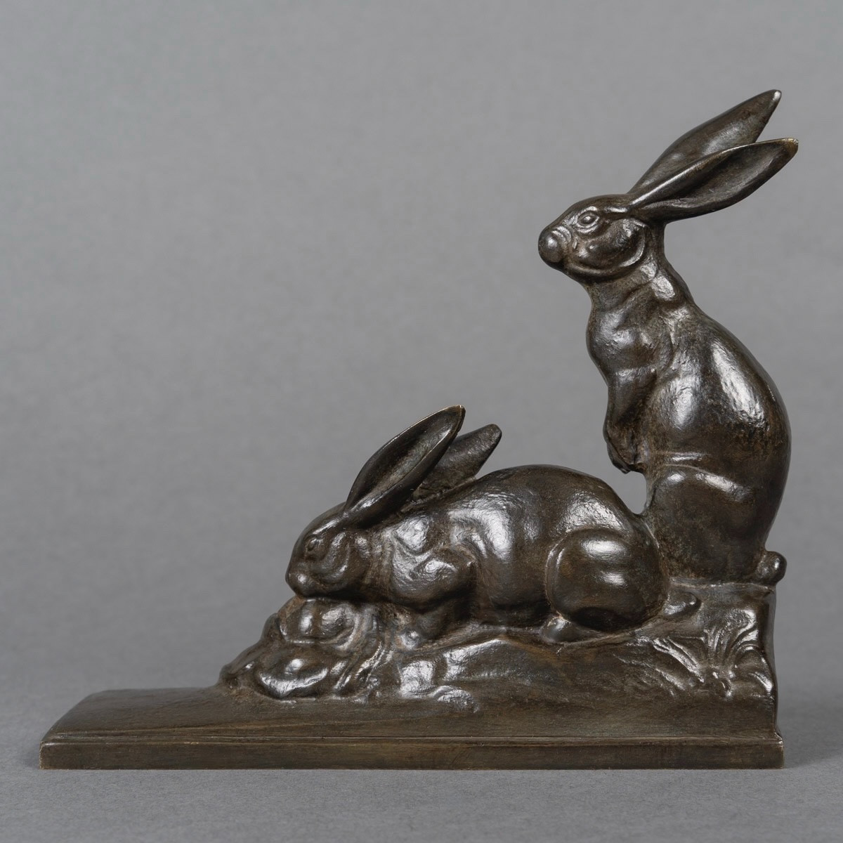 Sculpture - Group Of Two Rabbits , Maurice Frecourt (1890-1961) - Bronze-photo-4