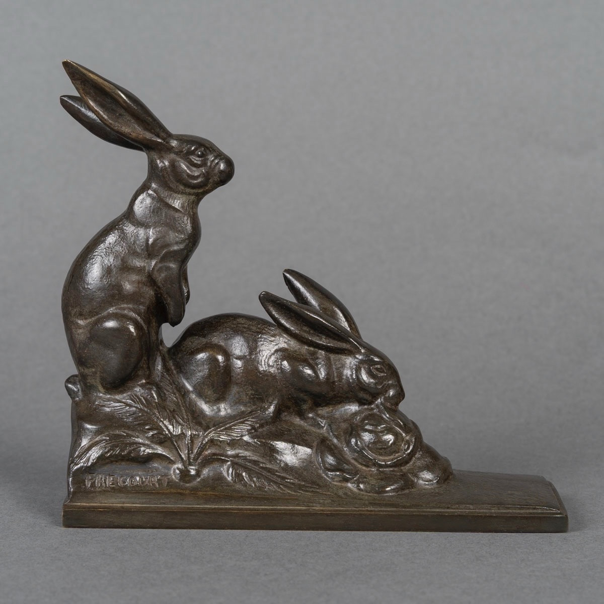 Sculpture - Group Of Two Rabbits , Maurice Frecourt (1890-1961) - Bronze