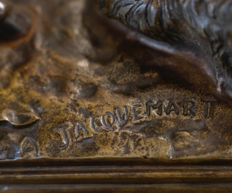 Sculpture - Cheval Et Chien À L' Écurie , Henri - Alfred Jacquemart (1824-1896) - Bronze-photo-6