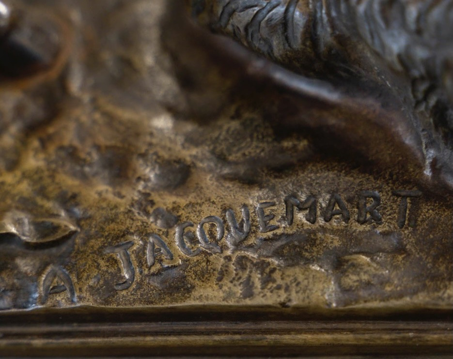 Sculpture - Cheval Et Chien À L' Écurie , Henri - Alfred Jacquemart (1824-1896) - Bronze-photo-5