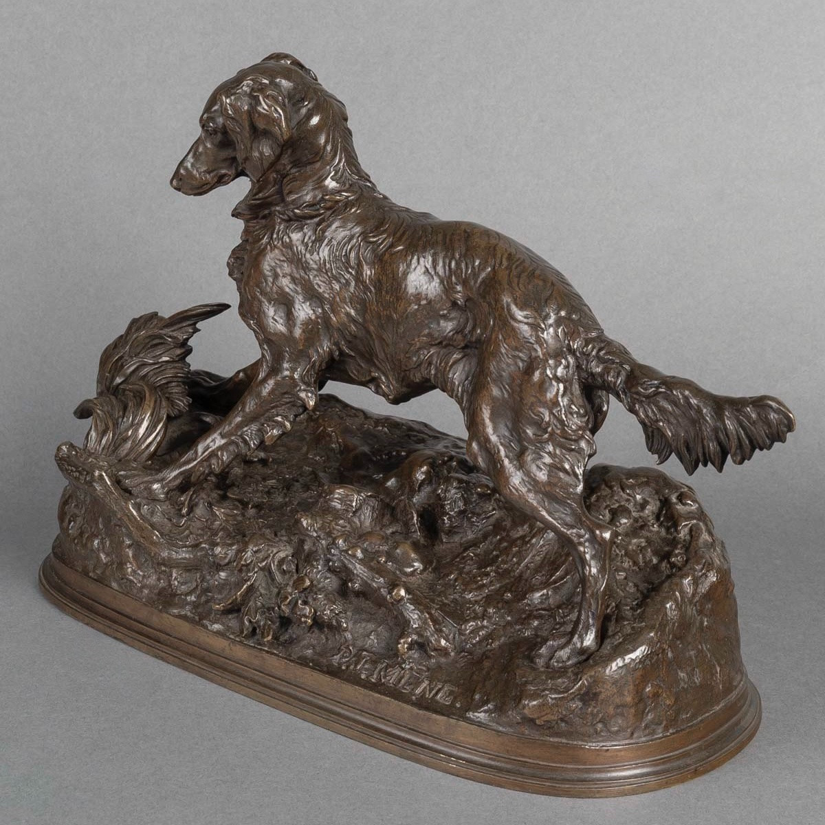 Sculpture - Pointing Dog , Pierre - Jules Mêne (1810-1879) - Bronze-photo-1