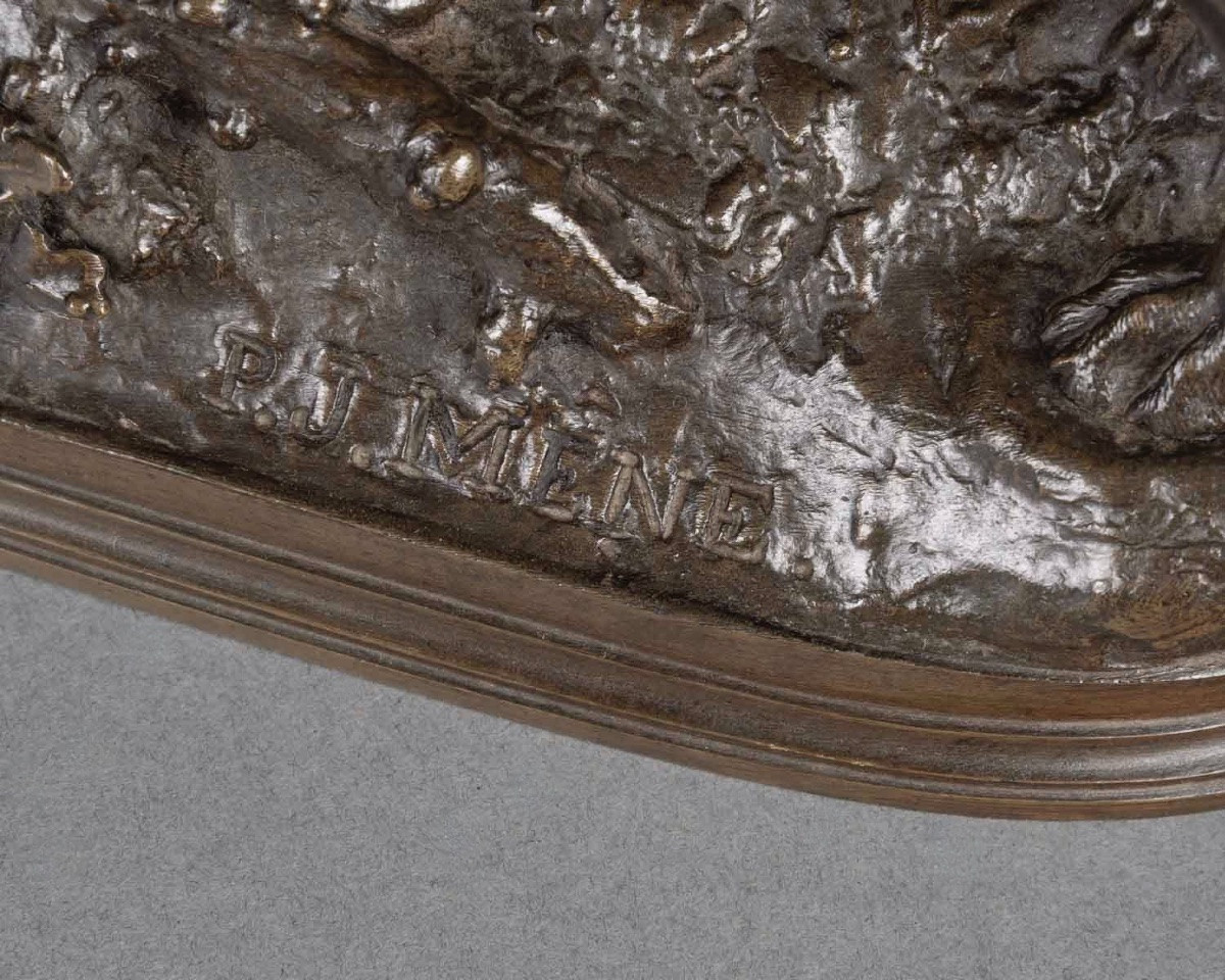 Sculpture - Pointing Dog , Pierre - Jules Mêne (1810-1879) - Bronze-photo-5