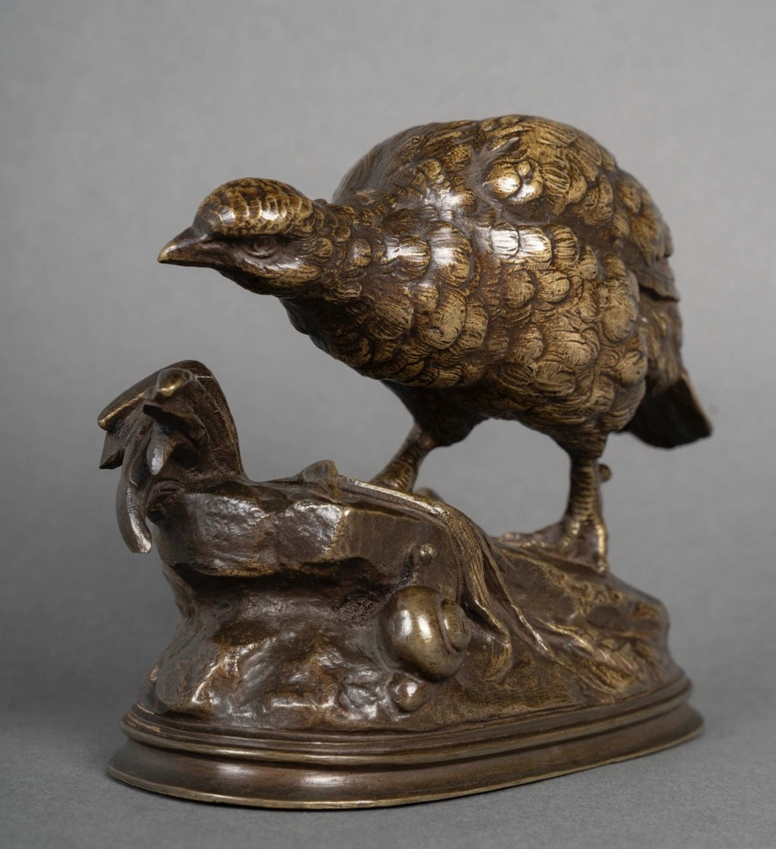 Sculpture  - La Perdrix Et L'Escargot , Prosper Lecourtier (1851-1924) - Bronze-photo-2