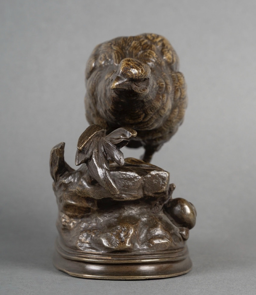 Sculpture  - La Perdrix Et L'Escargot , Prosper Lecourtier (1851-1924) - Bronze-photo-3