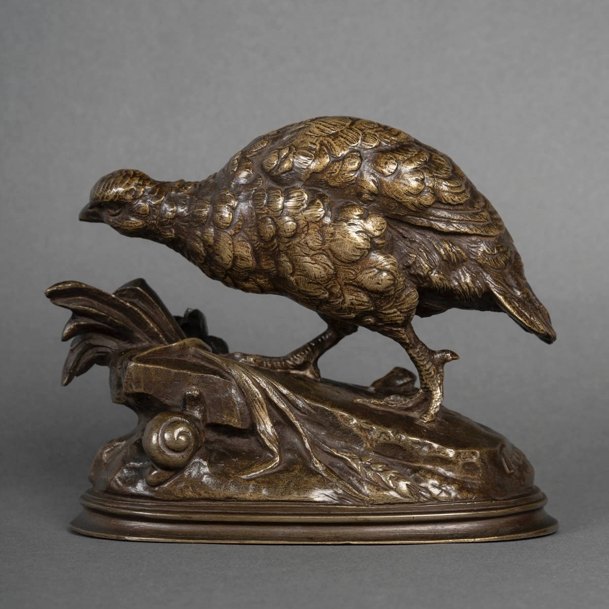 Sculpture  - La Perdrix Et L'Escargot , Prosper Lecourtier (1851-1924) - Bronze